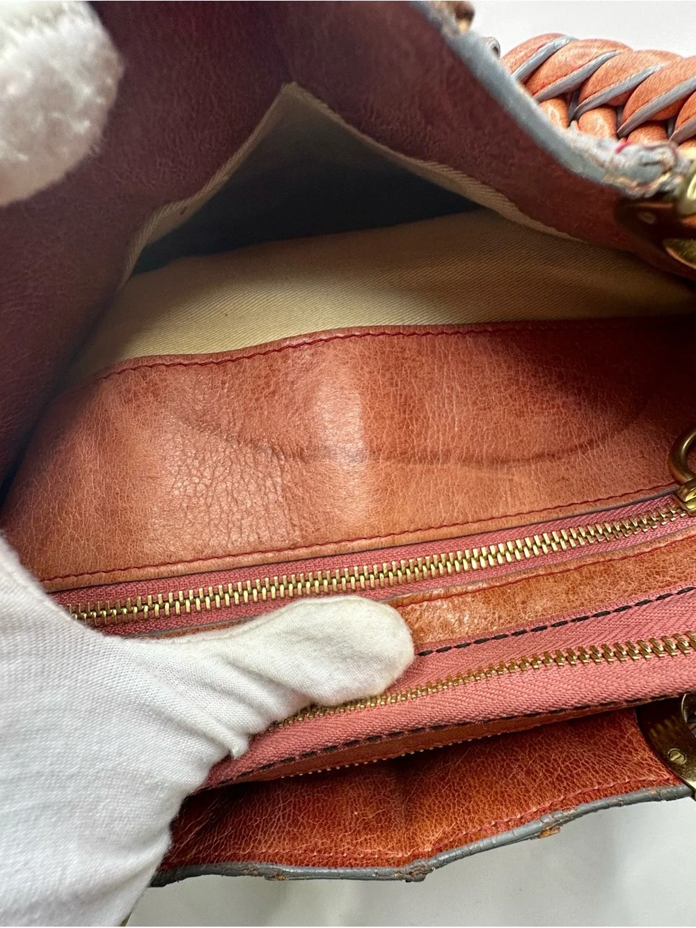 Chloé HELOISE HANDBAG Rust Leather Satchel with Braided Handle and Gold Hardware